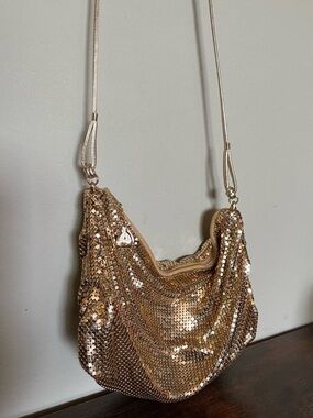 WHITING AND DAVIS gold mesh crossbody